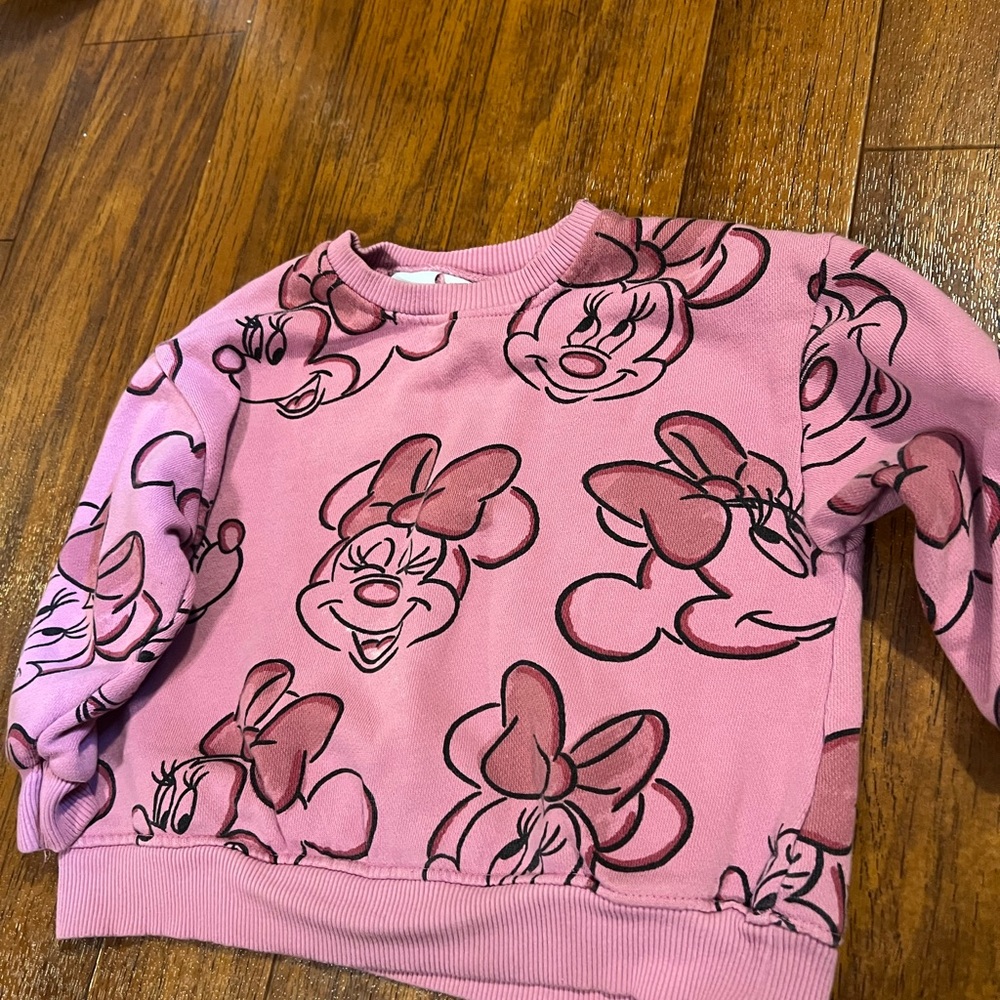 Disney Pink Minnie Mouse Patterned Kids Hoodie